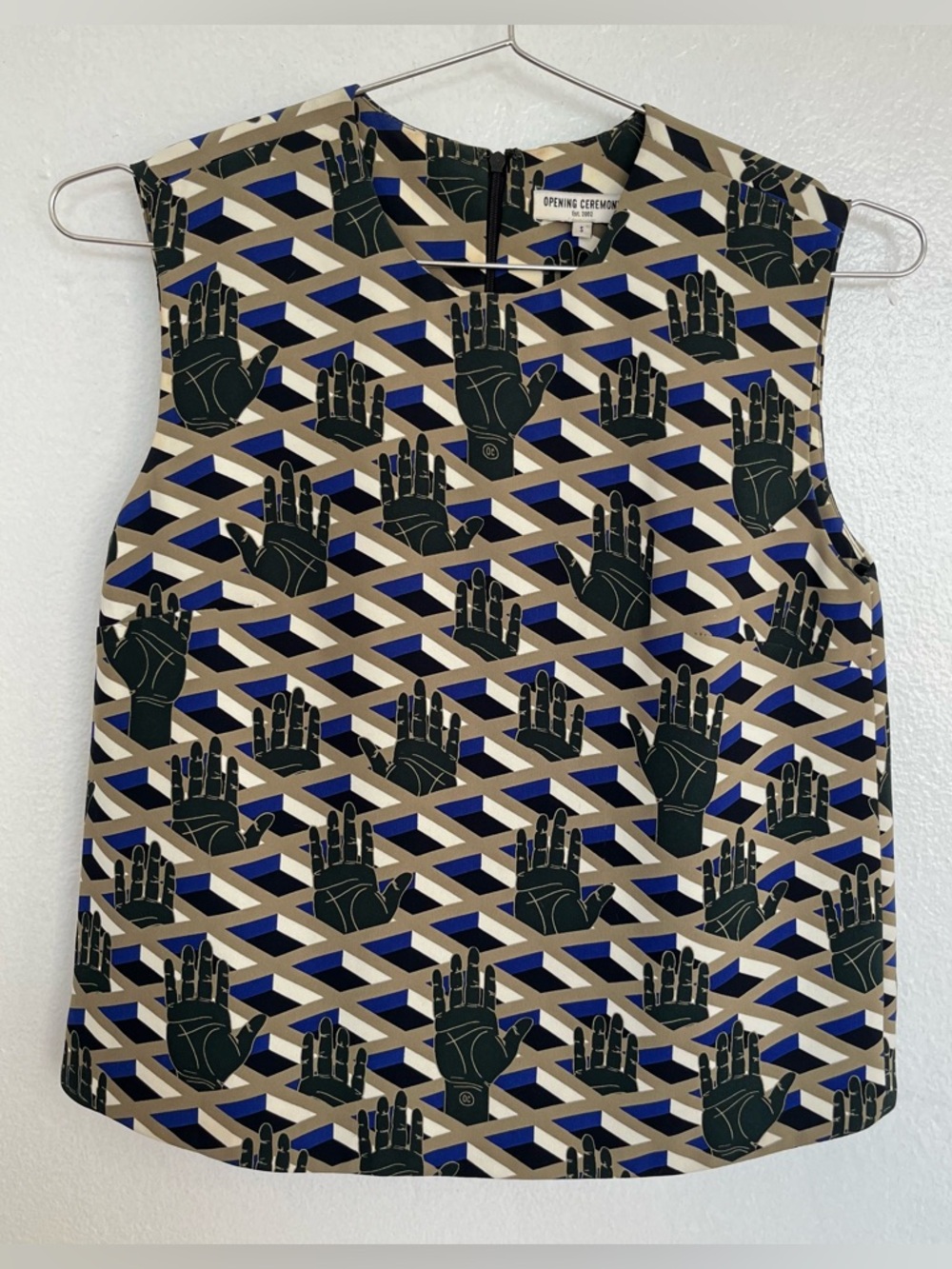 OPENING CEREMONY sleeveless geometric hand/palm print top